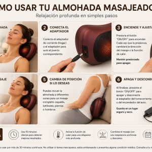 Almohada Masajeadora Cervical con Termoterapia y Rotación Bidireccional