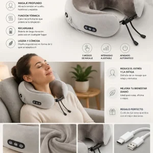 Almohada Masajeadora Cervical con Memory Foam | Cojín de Masaje para Cuello y Hombros