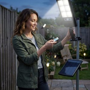 Lámpara Solar LED con Sensor de Movimiento y Control Remoto para Exteriores