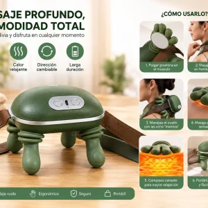 Masajeador Inteligente de Cuello y Espalda con Calor, Rotación Bidireccional y Carga USB