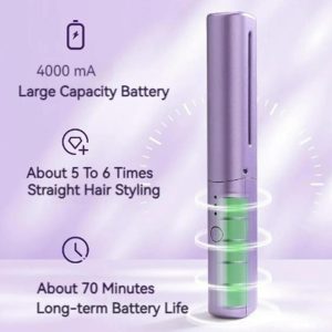 Mini Peinilla Alisadora Inalámbrica Mobile Heat Comb | Portátil Recargable Antifrizz