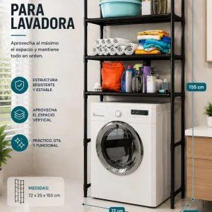 Organizador para Lavadora de 3 Niveles con Estructura Metálica 72 x 25 x 155 cm