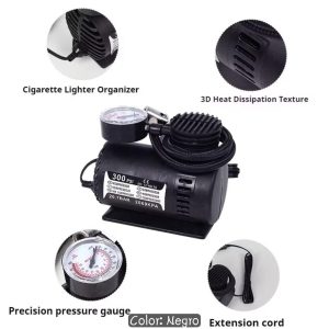 Mini Compresor de Aire 300 PSI Portátil 12V para Llantas, Bicicletas y Balones