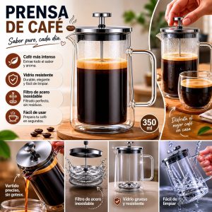 Prensa Francesa 350 ml para Café y Té – Cafetera de Vidrio con Diseño Premium