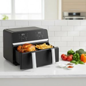 Freidora de Aire Doble Nobelsound NB2100 de 9 Litros – Doble Canasta con Panel Táctil Digital