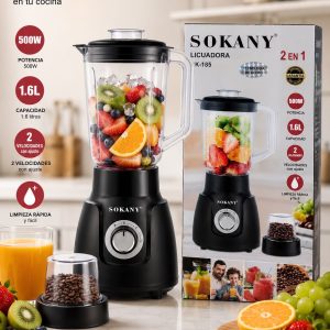 Set de Licuadora 500W con Molinillo Incluido – Jarra de 1.6 Litros y 2 Velocidades
