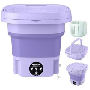 Mini Lavadora Plegable Portátil con Cesta de Drenaje – Compacta para Ropa Delicada y de Bebé