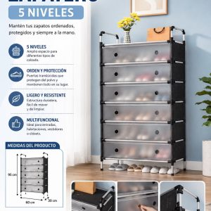 Organizador de Zapatos de 12 Niveles con Puertas Translúcidas – Armario Modular Multiusos