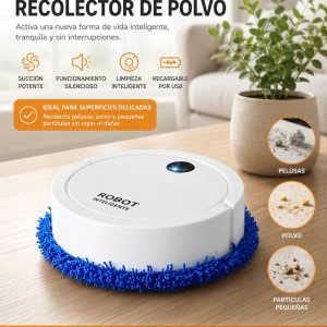 Robot de Aseo Inteligente para Pelusas y Polvo Ligero – Limpiador Automático Compacto y Silencioso