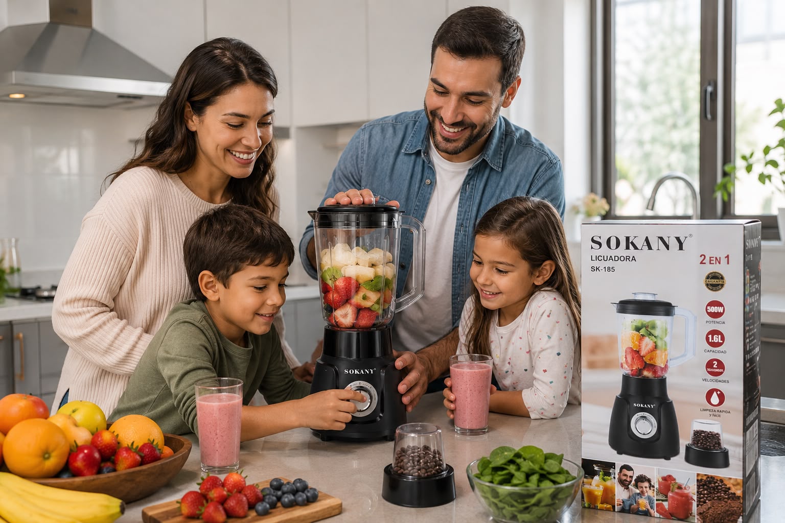 Set de Licuadora 500W con Molinillo Incluido – Jarra de 1.6 Litros y 2 Velocidades - Imagen 2