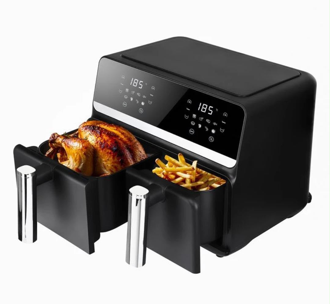 Freidora de Aire Doble Nobelsound NB2100 de 9 Litros – Doble Canasta con Panel Táctil Digital - Imagen 2