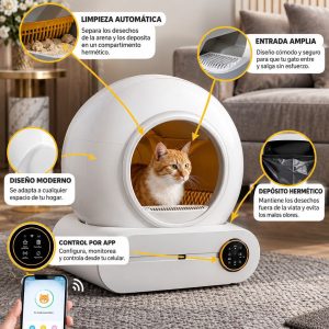 Arenero Automático Inteligente para Gatos con App y Compartimento Hermético Anti-Olores