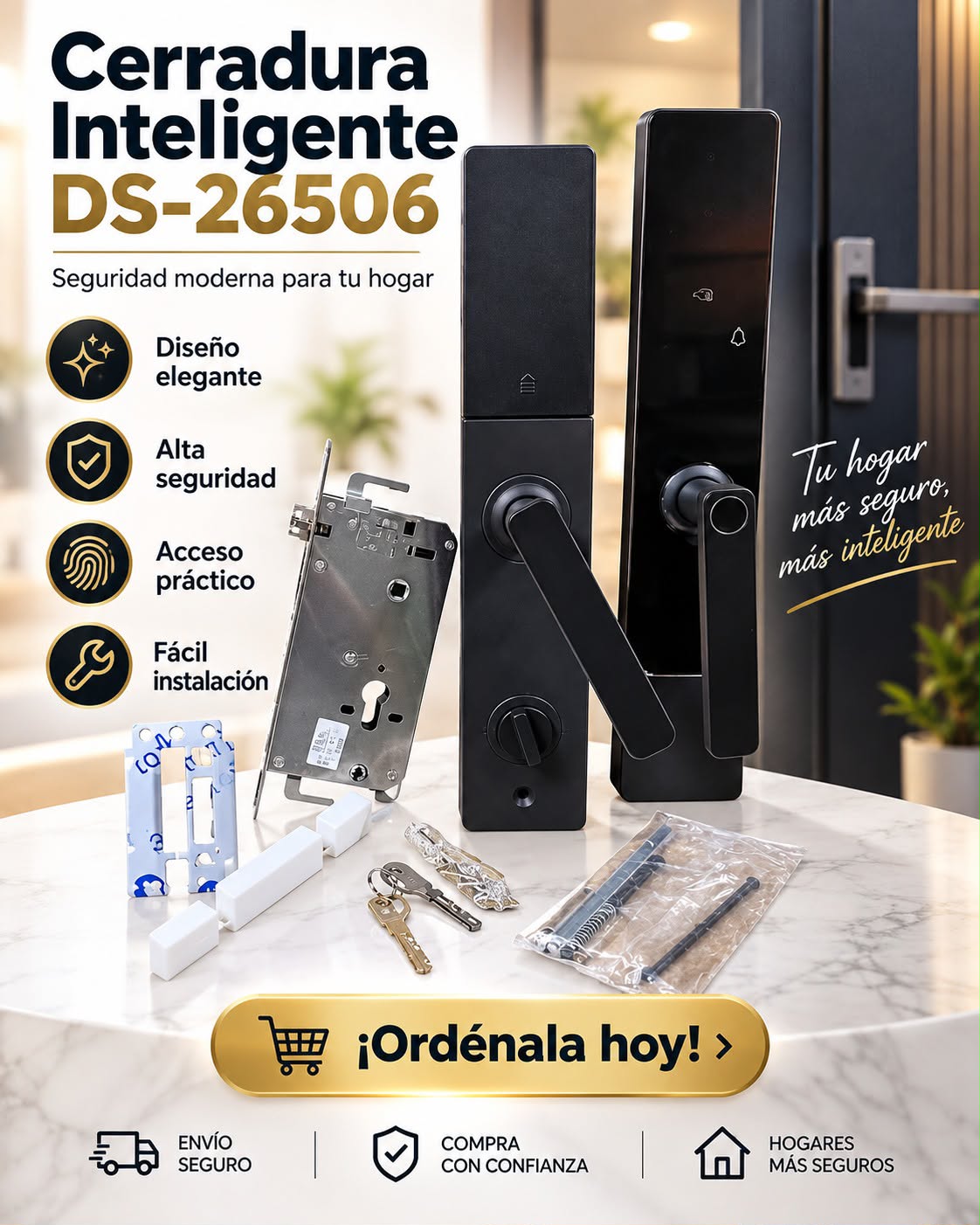 Cerradura Inteligente DS-26506 con Control de Acceso y Diseño Moderno