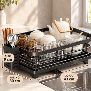 Escurridor Metálico de Dos Niveles con Bandeja de Drenaje 43 cm