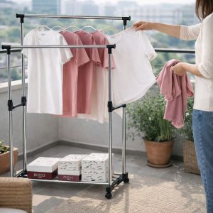 Rack para Ropa BLX18 Multifuncional con Ruedas y Doble Barra
